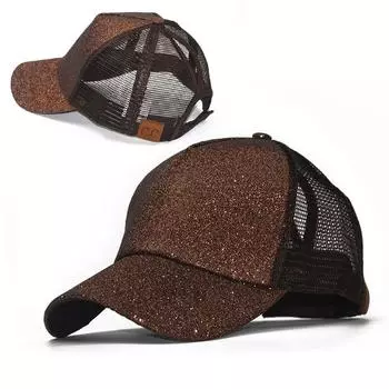 Модные бейсболки для женщин и девочек, кепка с хвостиком и блестками, блестящая грязная булочка, шляпа Snapback, солнцезащитные кепки Gorra, повседневные бейсболки с хвостиком 54-60cm
