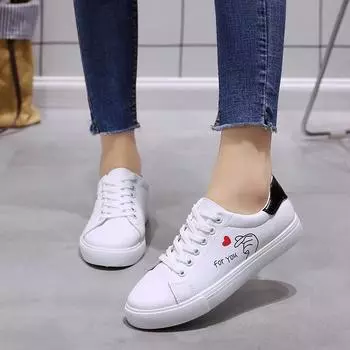 Модные белые дышащие женские кроссовки 2024 весна-осень вышитые цветы на шнуровке повседневные кроссовки Zapatos De Mujer 35 чёрный