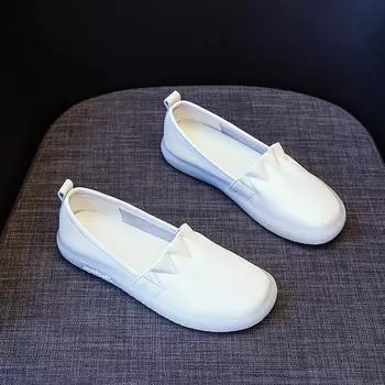 Модные белые кроссовки большого размера из натуральной кожи для женщин, вулканизированная обувь, модная женская легкая удобная повседневная обувь для беременных на плоской подошве 35 белый