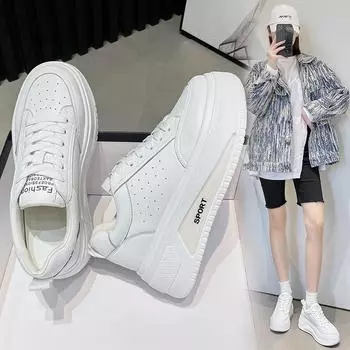 модные белые кроссовки женские туфли весна 2024 плоские женские кроссовки женские модные туфли на платформе женские повседневные кроссовки на высоком каблуке 35 белый