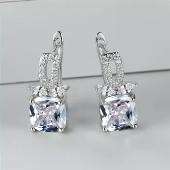 Модные белые квадратные серьги с кубическим цирконием, женские милые серьги-кольца с фруктами, модные серебряные украшения для женщин, аксессуар белый