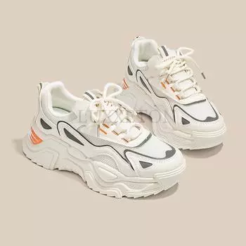 Модные белые массивные кроссовки женские туфли корейские кроссовки на платформе дышащие увеличенные по высоте нескользящие повседневные туфли осень 35 чёрный