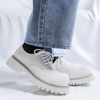 Модные белые мужские туфли на толстой подошве Модный классический минималистский стиль Модные туфли для отдыха на свежем воздухе Свадебные туфли жениха высокого качества 38 коричневый