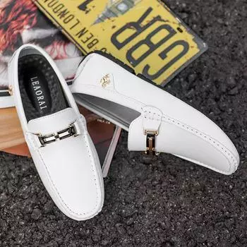 Модные белые повседневные кожаные туфли для мужчин, модные удобные мужские мокасины на плоской подошве, классические легкие мягкие мужские мокасины 40