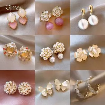 Модные белые серьги-цветы, универсальные серьги для поездок на работу, милые и изысканные серьги.