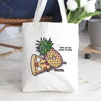 Модные белые сумки из холста, сумка для книг, женская милая ананасовая музыкальная сумка с принтом, эко многоразовая сумка для покупок, дорожная сумка для хранения, студенческий подарок 24*26cm
