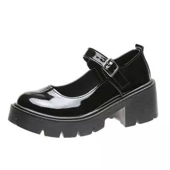 Модные белые туфли-лодочки на платформе для женщин на очень высоком каблуке с пряжкой на ремешке, туфли Мэри Джейн для женщин в готическом стиле, толстые туфли Hty, eeled ParLadies 35