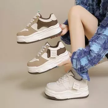 Модные белые туфли на толстой подошве, женская обувь, осенние универсальные легкие кроссовки, увеличивающие рост, спортивная повседневная обувь 40 хаки