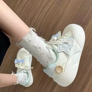 Модные белые туфли на высокой платформе с круглым носком для женщин 2024 года, новые популярные универсальные туфли для спорта и отдыха 35 розовый