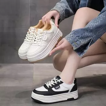 Модные белые туфли женские повседневные туфли на толстой подошве спортивная обувь 35