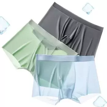 Модные бесшовные летние прозрачные трусы, трусы-боксеры, трусики из ледяного шелка, нижнее белье, крутое L