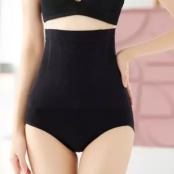 Модные бесшовные послеродовые трусики для женщин с высокой талией, утягивающие трусики для женщин, теплые утягивающие трусики для женщин M чёрный