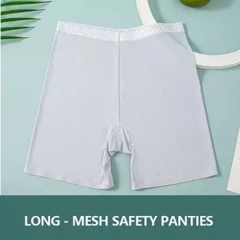 Модные бесшовные шорты безопасности Ice Silk со средней талией 2 в 1, сетчатые дышащие тонкие женские летние шорты с хлопковым промежностным швом M серый