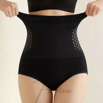 модные бесшовные трусики женские с высокой талией утягивающие трусики с утягивающим эффектом согревающие трусики с магнитным эффектом для похудения комфортные трусы-шорты формирователь тела M&1pc чёрный