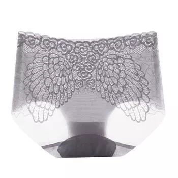модные бесшовные женские трусики Ice Silk, быстросохнущие дышащие трусы Angel Wings, сексуальное кружевное белье, нижнее белье из латекса больших размеров M чёрный
