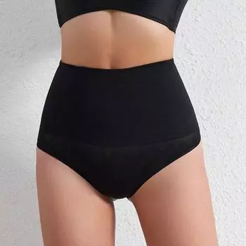 модные бесшовные женские трусики с высокой талией, утягивающие трусики для плоского живота, удобные трусы для девочек, сексуальные стринги, трусы для живота S чёрный