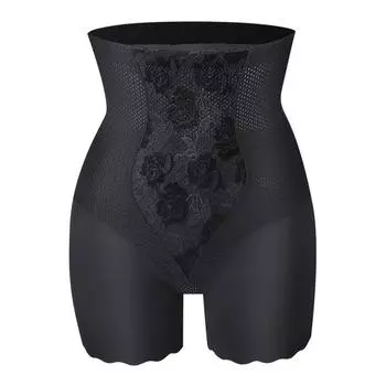 Модные бесшовные женские трусы-боксеры с высокой талией, утягивающие трусы, дышащие трусики, утягивающее нижнее белье Ice Silk Tommy Control Shorts M чёрный