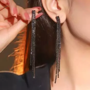 Модные блестящие длинные серьги-кисточки с бриллиантами, серьги-стразы Senior Sense Of Temperament, женские высококачественные серьги, 1 пара