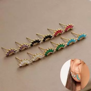 Модные блестящие красочные кристаллы, маленькие серьги-гвоздики для женщин, роскошные мини-серьги-гвоздики из нержавеющей стали, свадебные украшения, подарок