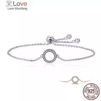 Модные блестящие круглые браслеты-цепочки из стерлингового серебра 925 пробы для женщин, ювелирные изделия из стерлингового серебра розового золота