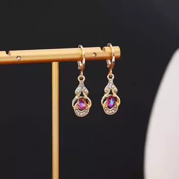 Модные блестящие серьги из циркона для женщин фиолетовый