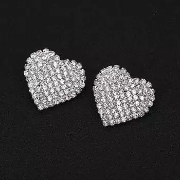 Модные блестящие серьги в форме персикового сердца со стразами, серьги с милым темпераментом, простые милые серьги с бриллиантами серебряный