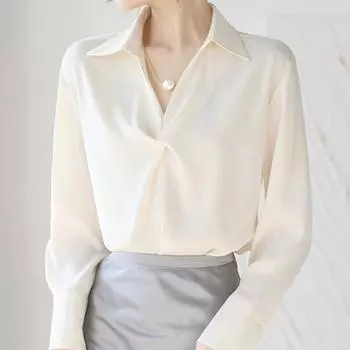 Модные блузки, рубашки с длинным рукавом и отложным воротником, офисная женская черная белая шифоновая блузка, рубашка, женские топы J748 S розовый