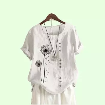 Модные блузки с принтом, женская повседневная футболка с коротким рукавом и круглым воротником, свободная футболка больших размеров S коричневый