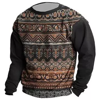 Модные богемные футболки с цветочным принтом 3D для мужчин и женщин в стиле ретро, повседневные футболки с длинными рукавами, свободные футболки Harajuku, топы, одежда S