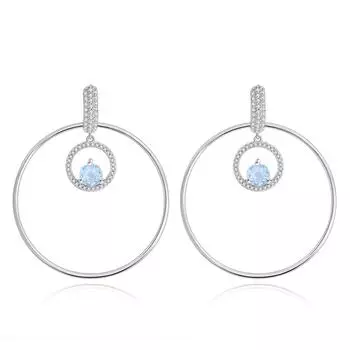 Модные большие круглые серьги из стерлингового серебра 925 пробы с инкрустацией натуральным аметистом, синим драгоценным камнем, круглые серьги