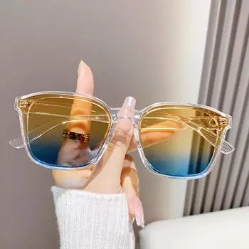 Модные большие квадратные солнцезащитные очки с градиентом для женщин и мужчин, винтажные солнцезащитные очки UV400 чёрный