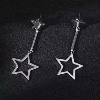 Модные большие маленькие серьги в форме звезды для женщин, винтажные серьги-подвески в форме пентаграммы, металлические украшения