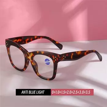 Модные большие очки для чтения, блокирующие синий свет, винтажные очки для пресбиопии с высокой четкостью 0+1.0+1.5+2.0+2.5+3.0+3.5 +3.0
