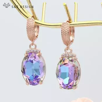 Модные большие овальные серьги-капли с кристаллами для женщин, свадебные элегантные серьги цвета розового золота с кубическим цирконием, ювелирные изделия