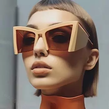 Модные большие половинные уличные солнцезащитные очки «кошачий глаз» для женщин, винтажные солнцезащитные очки в полуоправе в стиле панк, женские элегантные солнцезащитные очки для путешествий чёрный