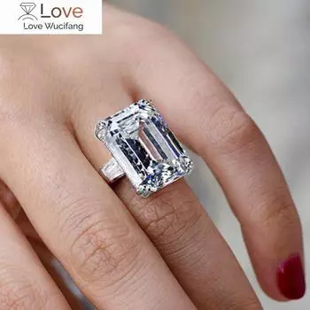 Модные большие прямоугольные кольца из циркония для женщин серебряного цвета с инкрустацией белыми/розовыми камнями CZ, роскошные украшения для вечеринок 6