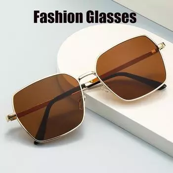 Модные большие солнцезащитные очки для женщин Модные квадратные металлические оправы для солнцезащитных очков для женщин Минималистичные солнцезащитные очки