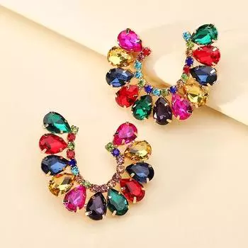 Модные большие стеклянные серьги-гвоздики с половиной сердца для женщин и девочек, тренд в стиле бохо, роскошный шарм для невесты, необычные ювелирные изделия для свадебной вечеринки, подарок