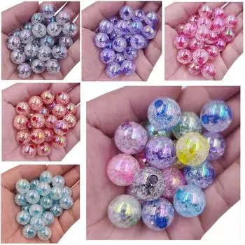 Модные большие свободные бусины, ожерелье, браслет, фурнитура для изготовления ювелирных изделий, сделай сам, поделки, круглая подвеска с трещиной, 10 шт., 16 мм/18 мм/20 мм 16mm