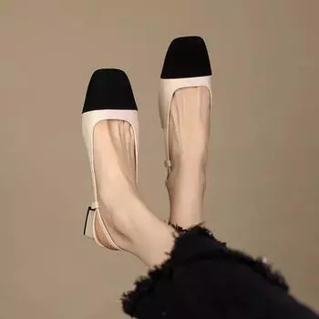 Модные босоножки Baotou, женские, летние, 2024 года, универсальные, французские, на среднем каблуке, женские, толстые, на каблуке, цветные, одинарные туфли 34