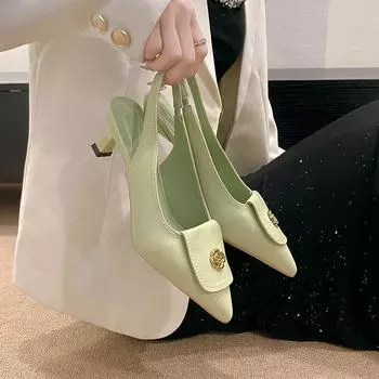 Модные босоножки Camellia на высоком каблуке с острым носком, женские летние, элегантные, универсальные, повседневные босоножки на тонком каблуке 35