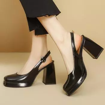 Модные босоножки на каблуке Летние женские босоножки Модные черно-белые туфли-лодочки для девочек Элегантные свадебные туфли на высоком каблуке для женщин Большого размера 34 бежевый