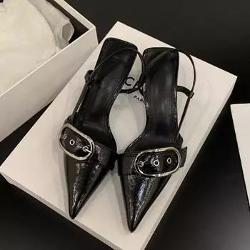 Модные босоножки на среднем каблуке с острым носком, женская обувь, дизайнерская новинка 2024 года, прогулочные тапочки, летние повседневные туфли-лодочки для вечеринок, Mujer Zapatillas, шлепанцы 35 коричневый