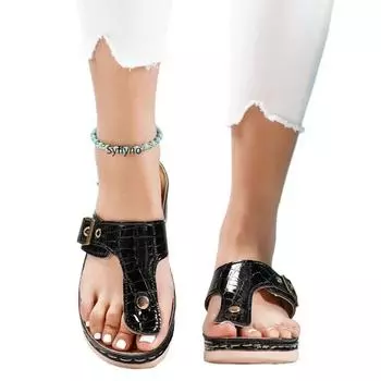 Модные босоножки на танкетке с красочным принтом из кожи с заклепками в форме рыбьего рта, пляжные тапочки с пустыми заклепками по бокам, размер 35-43 35 чёрный