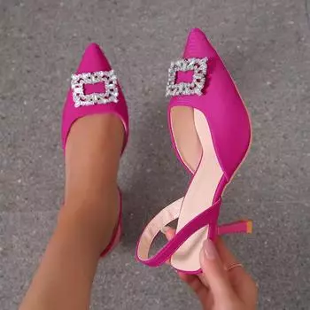 Модные босоножки на высоком каблуке для женщин 2024 года, летние туфли на шпильках, роскошные дизайнерские туфли с острым носком, сексуальные, элегантные, модные, для вечеринок, стрип-танцев на шесте 35