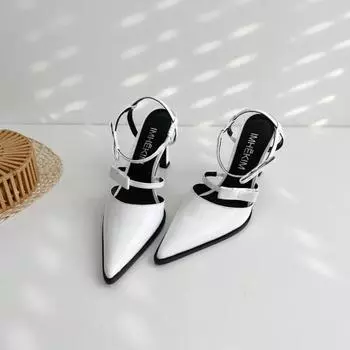 модные босоножки на высоком каблуке с острым носком для женщин 2024 года, летние новые модные сексуальные босоножки с бантом для женщин, которые выглядят стройными, роскошные босоножки 35 чёрный