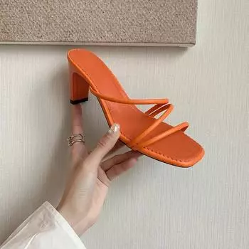 Модные босоножки на высоком каблуке, тапочки, сандалии с открытым носком, повседневные уличные тапочки, сандалии с узкими ремешками, женские летние сандалииk5sw 34 зелёный