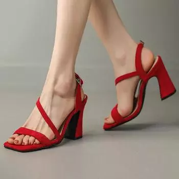 Модные босоножки на высоком каблуке, женская летняя обувь, большой размер, красные, бежевые, на каблуке, шлепанцы, с ремешками на щиколотке, для вечеринки, свадьбы, женская обувь 34