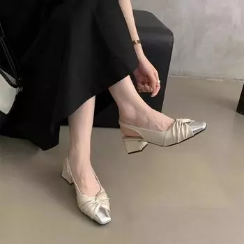 Модные босоножки с квадратным носком и ремешком на щиколотке, женские туфли на шпильках, туфли-пуанты с пряжкой из одного слова, мюли, сексуальные босоножки на каблуках 35