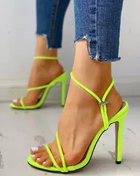 Модные босоножки с ремешком на щиколотке Туфли на высоком каблуке Женские туфли-лодочки Большие размеры Летние босоножки Женские туфли для офиса и вечеринок Шпильки Tacones Mujer 36 жёлтый